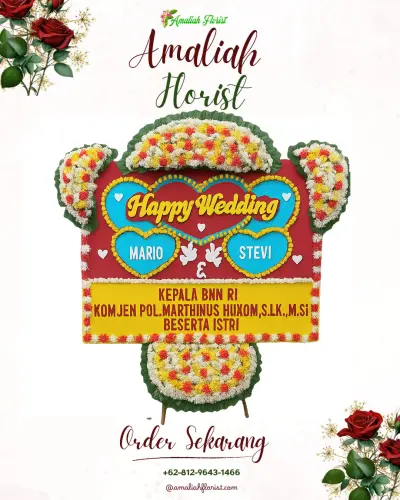 Karangan Papan Bunga Pernikahan di Marga Dajan Puri